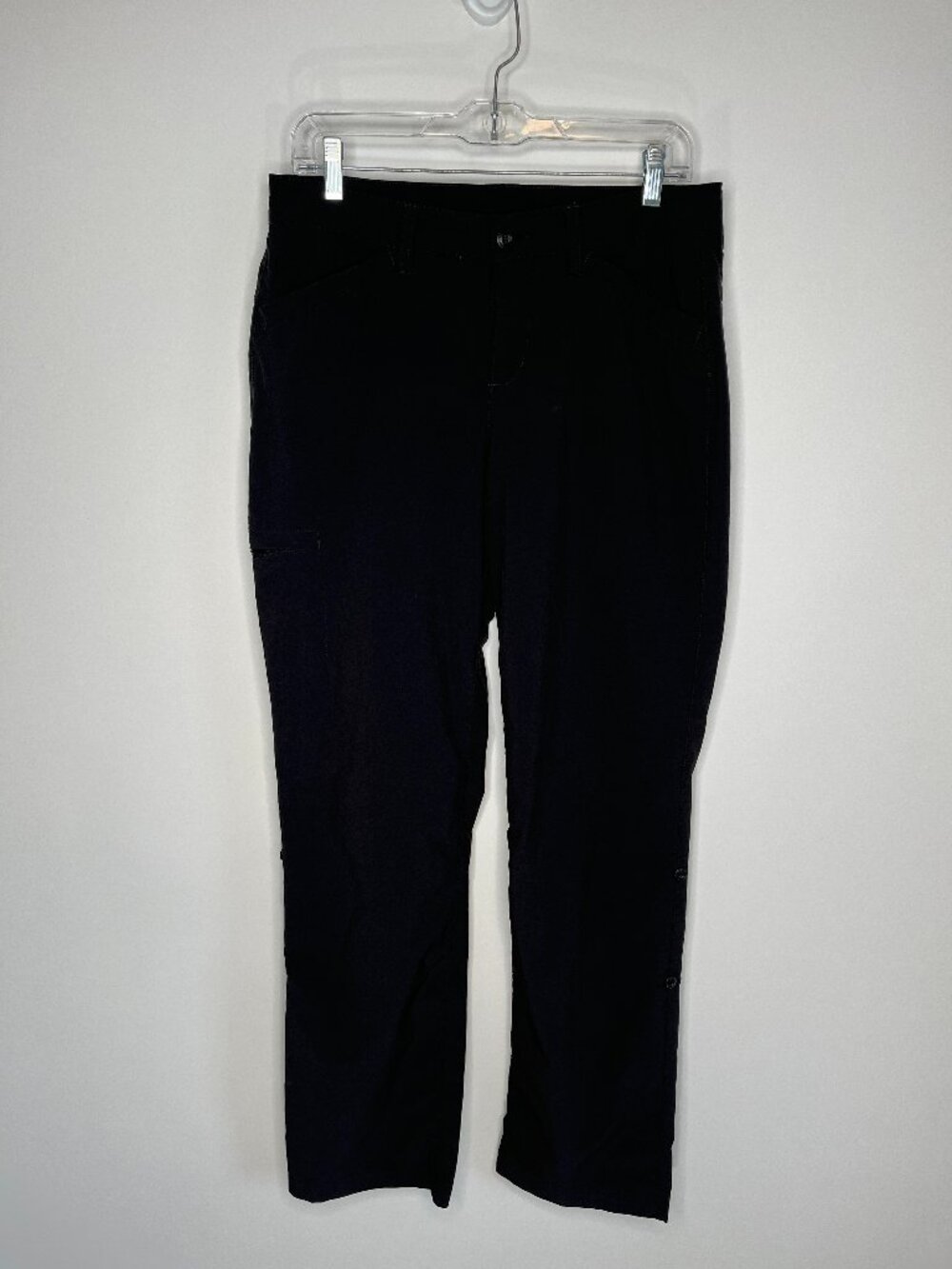 Eddie Bauer Pants Womens 8 Black Stretch Roll Tab Hiking Travel Climbing Logo